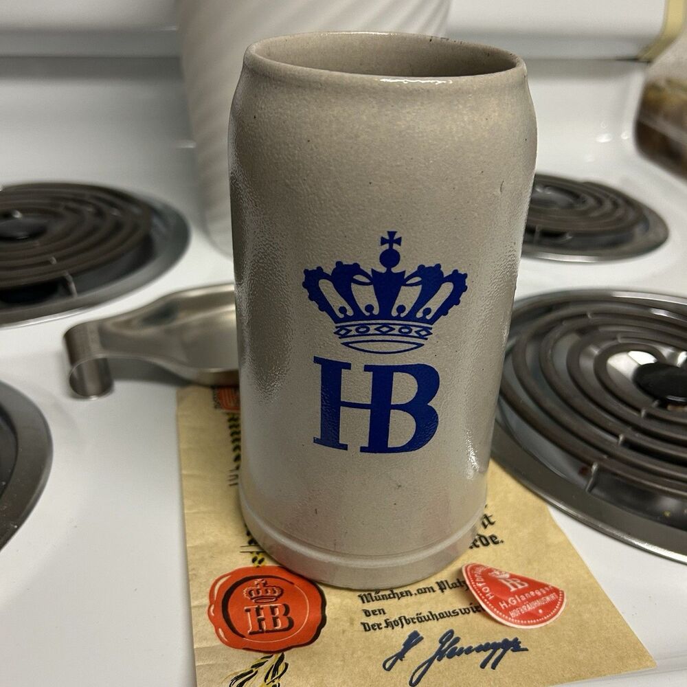Vintage HB Hofbrauhaus Munchen Stoneware Ceramic 1L 1 Liter Litre Stein Beer Mug